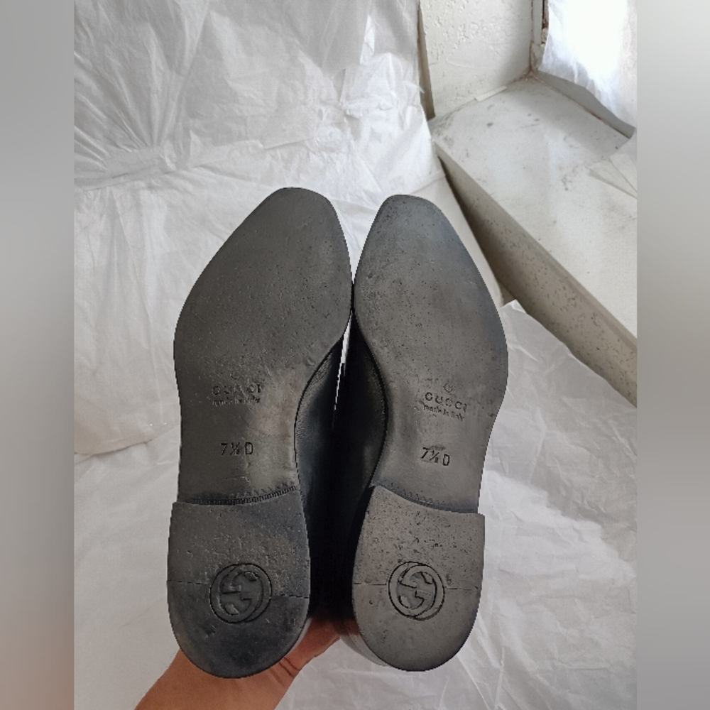 Gucci Logo Mens Leather logo luxury Shoes Loafers size UK 7.5 us 8 - Picture 11 of 16